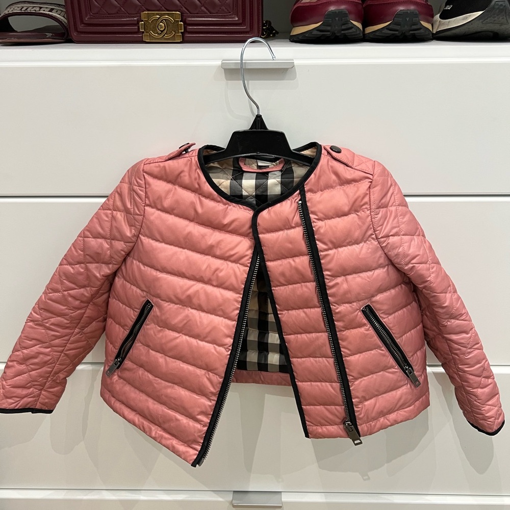 Pink Girls Burberry Biker Jacket 4t